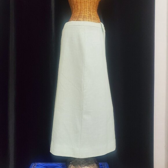 Vintage 1970's Devon ILGWU Pistachio Green Pencil Skirt Size 12 Lustrous Buttons - Picture 4 of 10